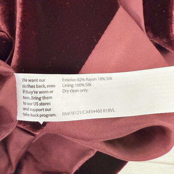 Eileen Fisher Silk Blend Velvet Blazer Jacket Medium Burgundy Pockets Holiday - Picture 10 of 16